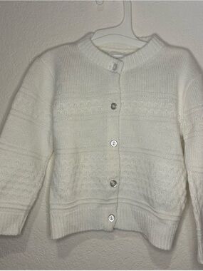 Vintage Hot Fudge Classic White Knit Button-Up Kids Sweater Made in USA